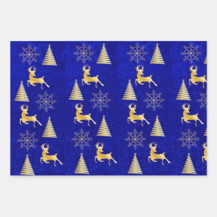 Elegant Royal Blue Kerstverpakking Inpakpapier Vel