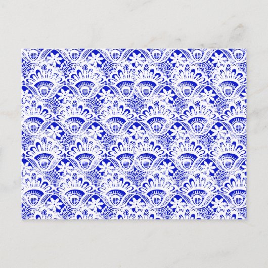 Elegant Royal Blue Lace Damask Pattern Briefkaart (Voorkant)