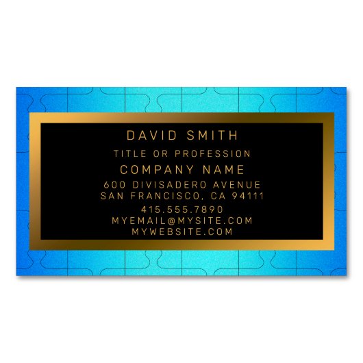 Elegant Royal Blue Metal Magnetisch Visitekaartje (Voorkant)