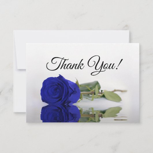 Elegant Royal Blue Mirrored Rose Simple Wedding Bedankkaart (Voorkant)