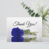 Elegant Royal Blue Mirrored Rose Simple Wedding Bedankkaart (Staand voorkant)