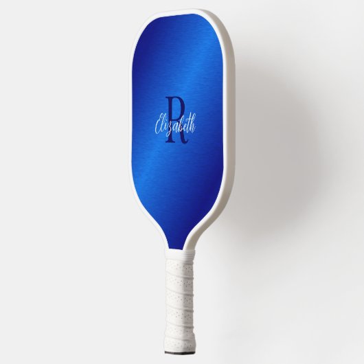 Elegant Royal Blue Monogrammed Pickleball Paddle (Links)