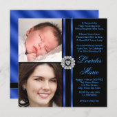 Elégant Royal Blue Photo Quinceanera Invitations (Devant / Derrière)