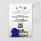 Elegant Royal Blue Roos bruiloft details QR-code Informatiekaartje (Voorkant)