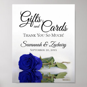 Elegant Royal Blue Roos Cadeaus & Kaarten Trouwbor Poster