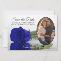 Elegant Royal Blue Roos met Oval Photo Wedding