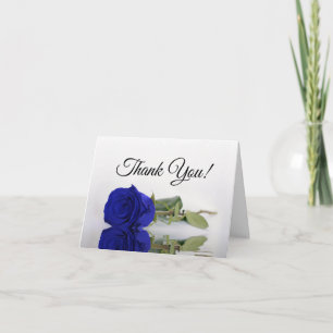 Elegant Royal Blue Roos Wedding Photo Inside Bedankkaart