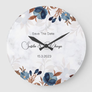 elegant Royal Blue Rustic modern savethedate. Grote Klok