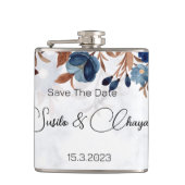 elegant Royal Blue Rustic modern savethedate. Heupfles (Voorkant)