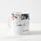 elegant Royal Blue Rustic modern savethedate. Koffiemok (Voorkant links)