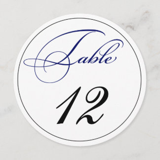 Élégant Royal Blue Script Round Table Numéro Carte