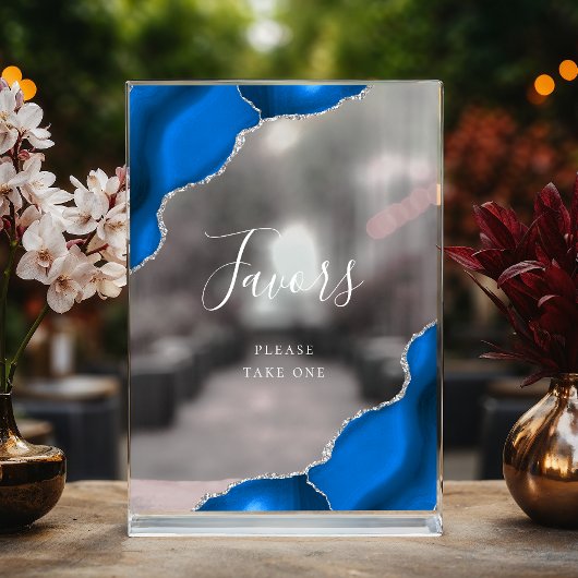 Elégant Royal Blue Silver Agate Mariage Faveurs