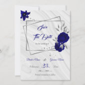Elegant Royal Blue Silver Grey Geometrisch Save th The Date (Voorkant)