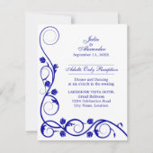 Elegant Royal Blue Swirls Reception Kaart (Voorkant)
