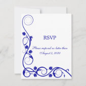 Elegant Royal Blue Swirls RSVP / Reply Kaart (Voorkant)