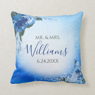 Elegant Royal Blue Waterverf Floral Greenery Kussen