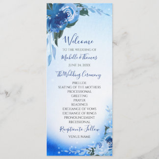 Elegant Royal Blue Waterverf Floral Greenery Programma