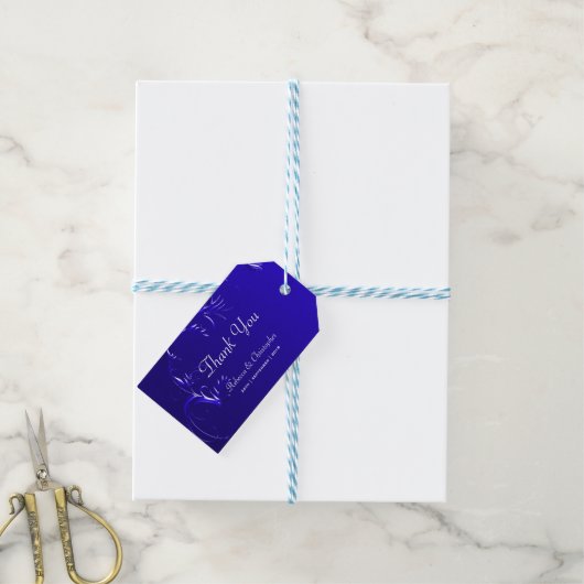 Elegant Royal Blue Wedding Bedankt Cadeaulabel (Met Touw)