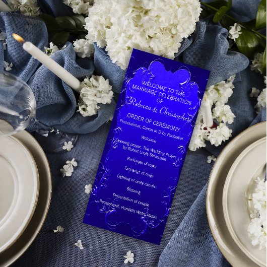 Elegant Royal Blue Wedding Programme Programma