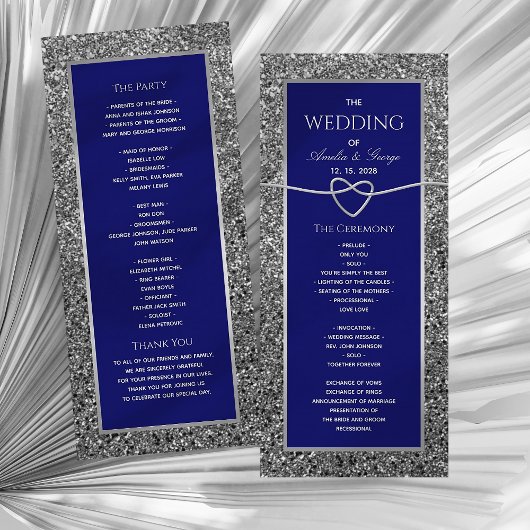 Elegant Royal Blue Wedding Programme Programma