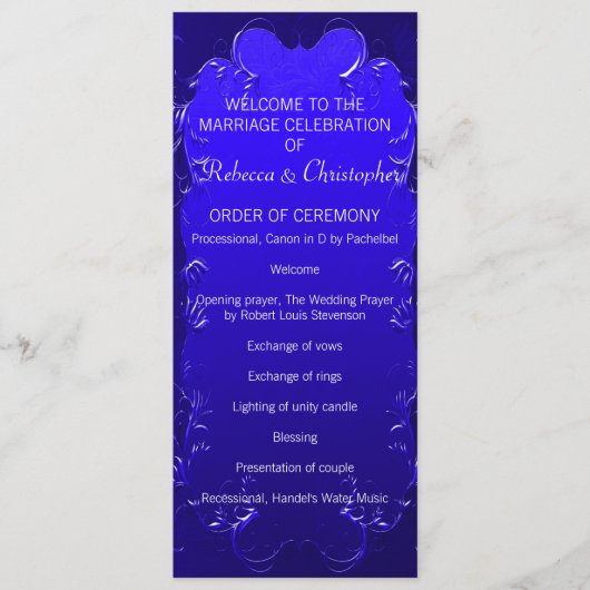 Elegant Royal Blue Wedding Programme Programma (Voorkant)