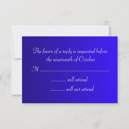 Elégant Royal Blue Wedding RSVP (Dos)