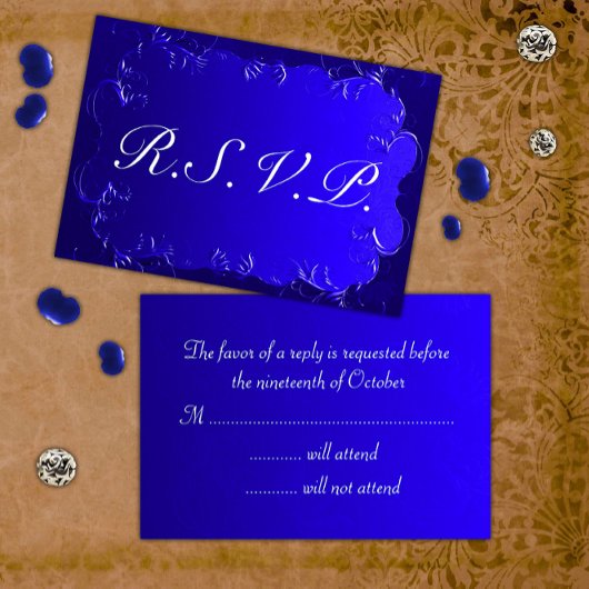 Elégant Royal Blue Wedding RSVP