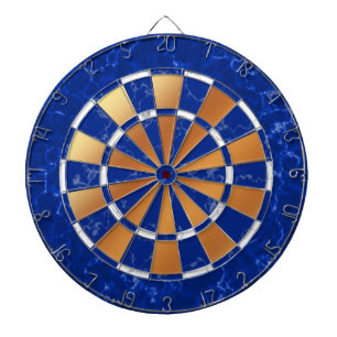 Elegant Royal Blue & White Marble op koperen Folie Dartbord