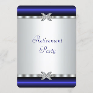 Elegant Royal Blue Womans Retirement Party Kaart