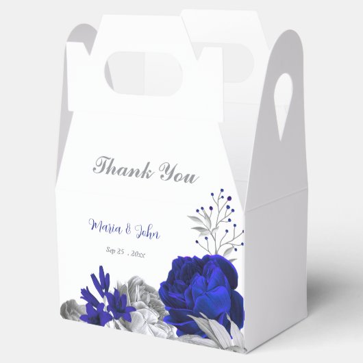 elegant royal blue zilblob bruiloft bedankdoosjes (Geopend)