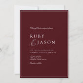 Elegant Royal Burgundy & White Script Wedding Kaart (Voorkant)