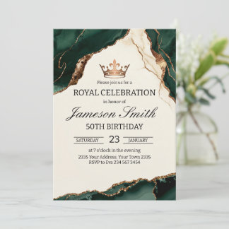 Elegant Royal Celebration Green And Gold Birthday Kaart