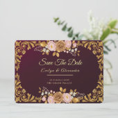 Elegant Royal Floral “Save the Date” Template Save The Date (Staand voorkant)