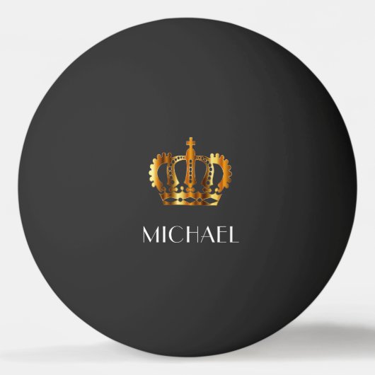 Elegant Royal Gold Crown Name Ping Pong Ball (Voorkant)