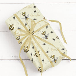 Elegant Royal Gold Crown Queen Bee Cadeaupapier