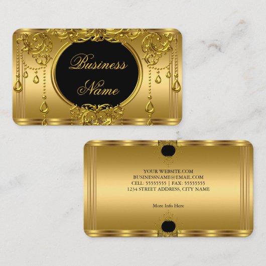 Elegant Royal Gold en Black Visitekaartje (Voorkant / Achterkant)