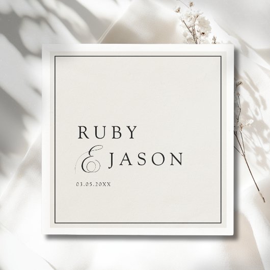 Elegant Royal Ivory Black  Script Wedding Servet