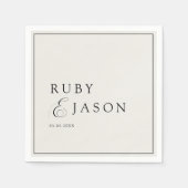 Elegant Royal Ivory Black  Script Wedding Servet (Voorkant)