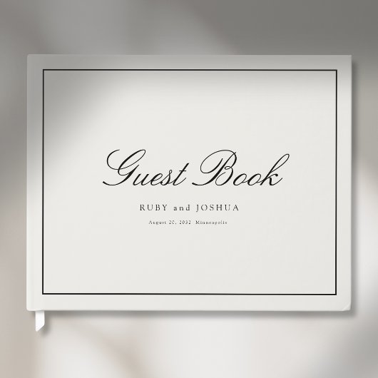 Elegant Royal Ivory Scripted Font Wedding Gastenboek