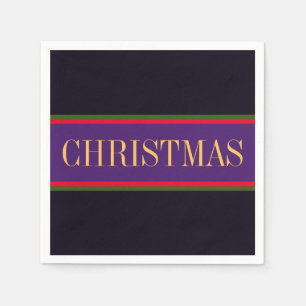 Elegant Royal Paars Black CHRISTMAS Stripes Servet