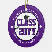 Elegant Royal Paars Class of 2023 Afstuderen Keramisch Ornament (Links)