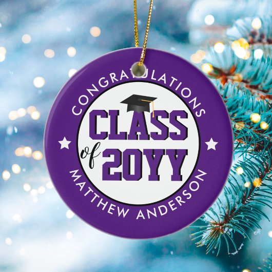 Elegant Royal Paars Class of 2023 Afstuderen Keramisch Ornament
