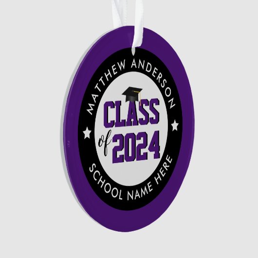 Elegant Royal Paars Class of 2023 Afstuderen Ornament (voorkant)