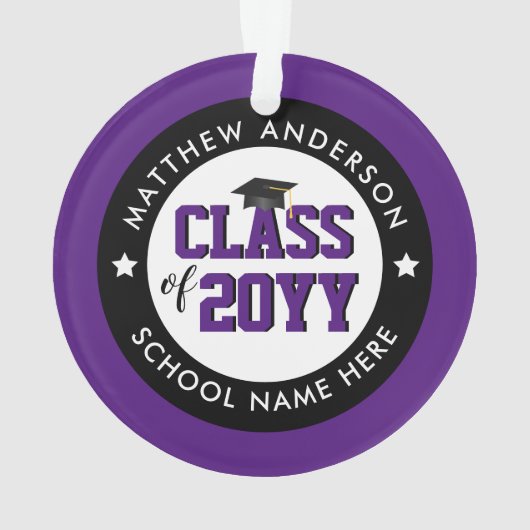 Elegant Royal Paars Class of 2023 Afstuderen Ornament (achterkant)