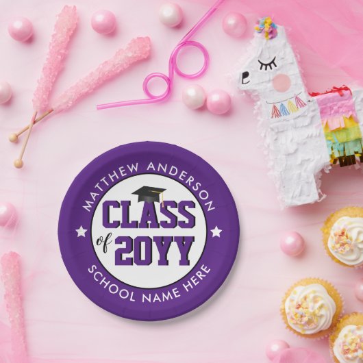 Elegant Royal Paars Class of 2023 Afstuderen Papieren Bordje (Feest)