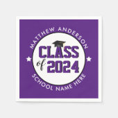 Elegant Royal Paars Class of 2023 Afstuderen Servet (Voorkant)