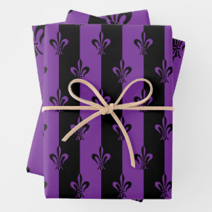 Elegant Royal Paars Fleur de Lis Wrapping Paper