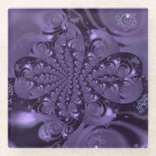 Elegant Royal Paars Liquid Sparkle Glazen Onderzetter