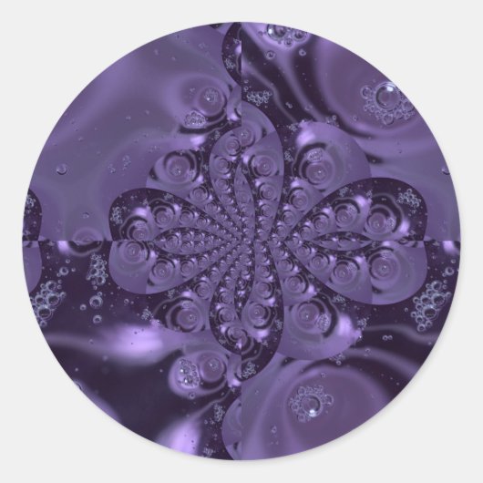 Elegant Royal Paars Liquid Sparkle Ronde Sticker (Voorkant)