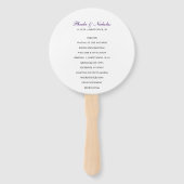 Elegant Royal Paars Monogram Wedding Programme Handwaaier (Achterkant)